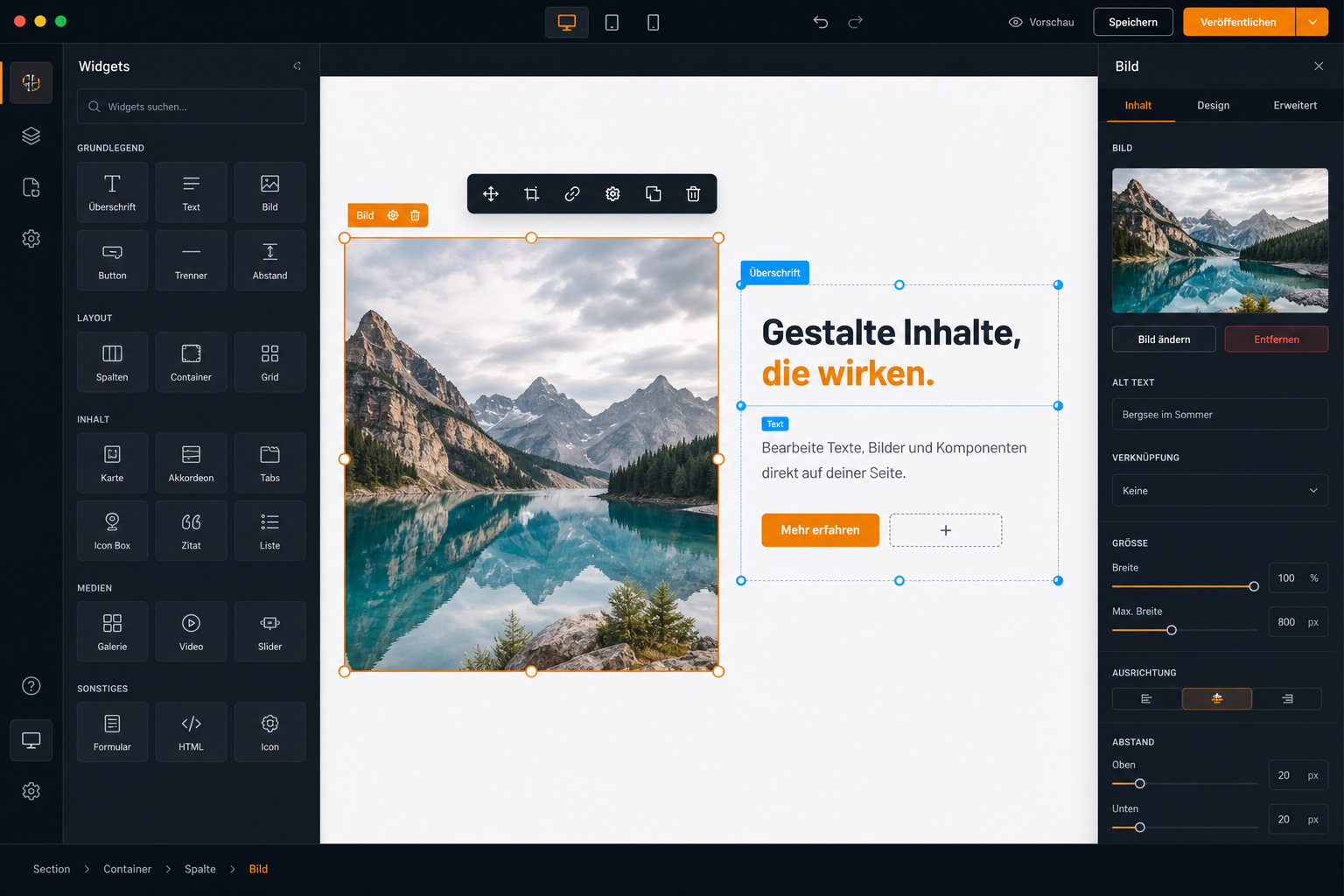 Bild und Texte direkt im Nexpell Builder bearbeiten
